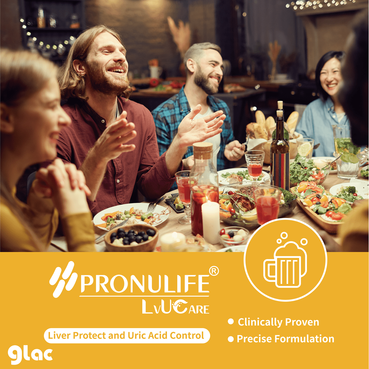Glac PRONULIFE® LvUCare- Clinically Proven Probiotic Blend for Uric Acid & Liver Management