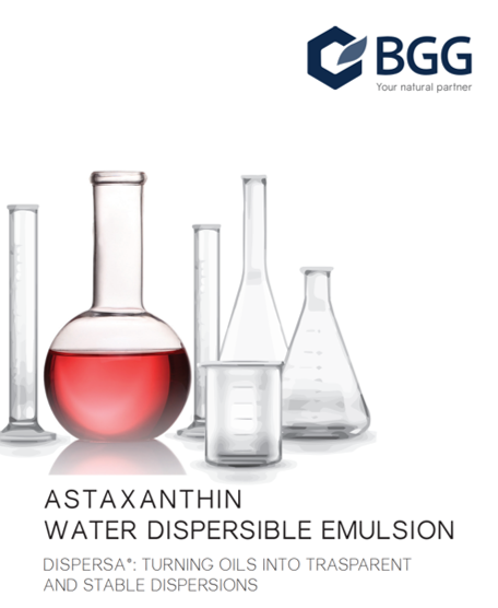 BGG Announces Astaxanthin Water Dispersible Emulsion for Drink Applications using its new Dispersa® technology platform