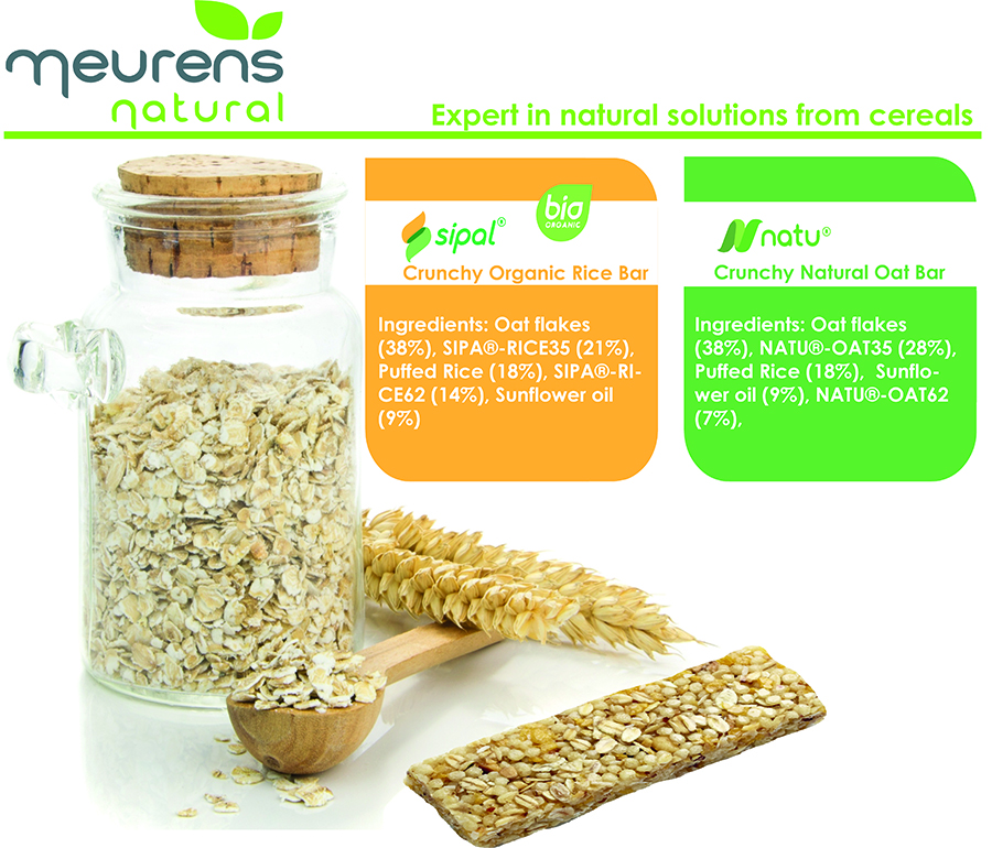 Easy organic rice or natural oat bar from Meurens