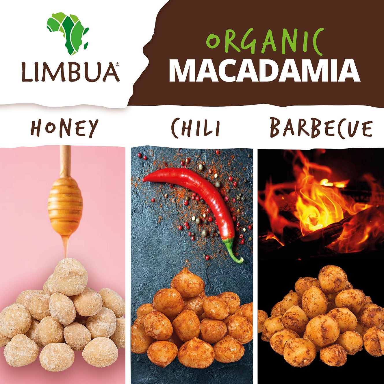 LIMBUA's roasted and handpicked organic macadamia nuts are now available in different flavors