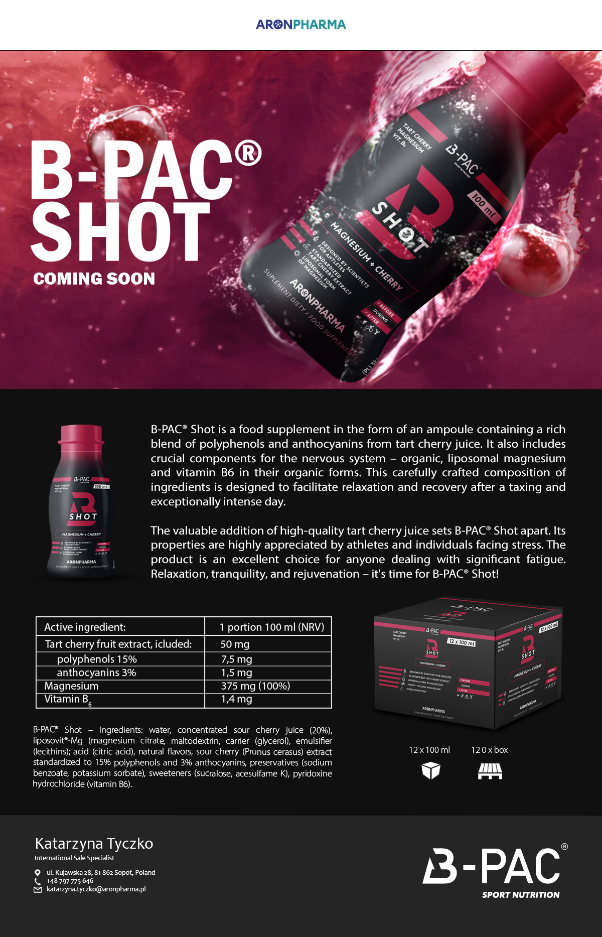 Anthocyanins for athletes: Aronpharma launches muscle recovery shot
