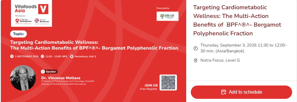 Targeting Cardiometabolic Wellness: The Multi-Action Benefits of BPF®- Bergamot Polyphenolic Fraction