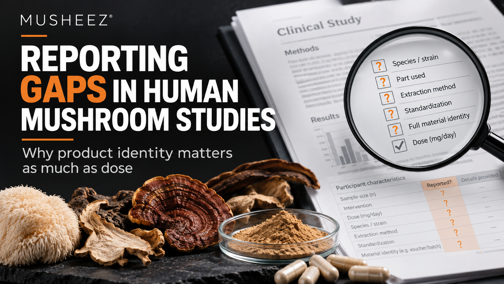 New MUSHEEZ® review highlights reporting gaps in human mushroom studies