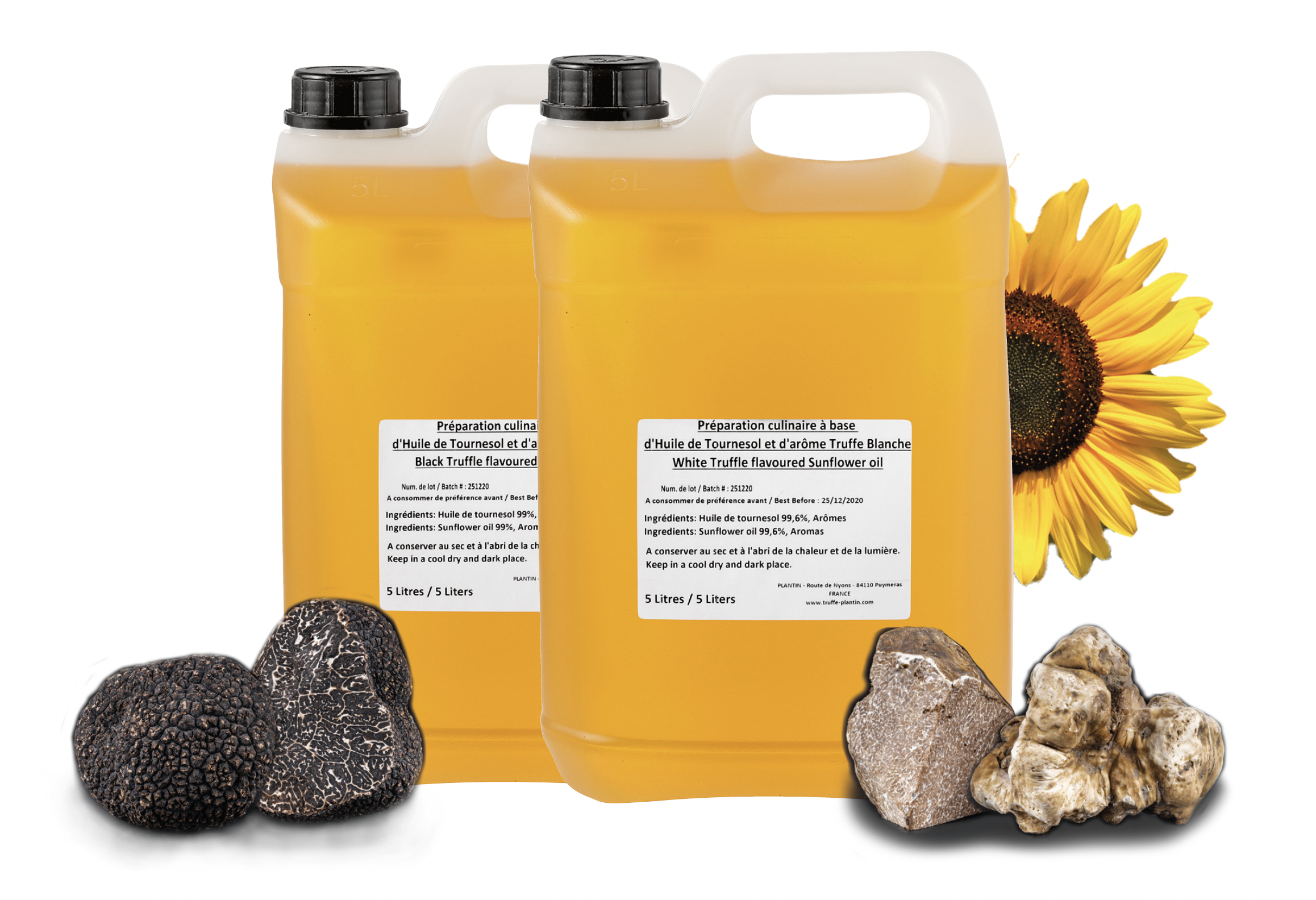Black or white truffle-flavoured sunflower oils