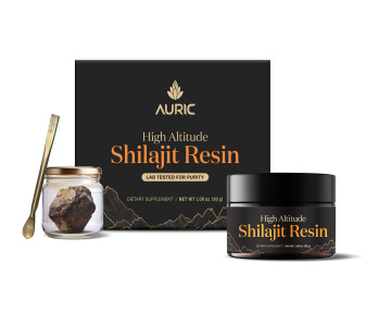 Auric Lab Certified Shilajit/Shilajeet Resin |For Energy & Endurance | Real Brass spoon and Shilajit rock with every order