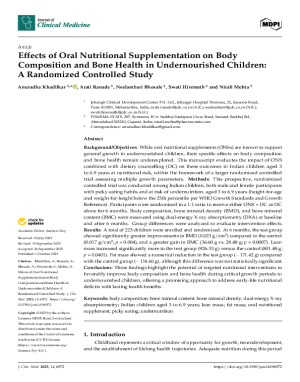Effects of Oral Nutritional Supplementation on Body Composition and Bone Health in Undernourished Children: A Randomized Controlled Study