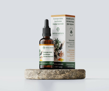 Tetra extracts of Cannabis Sativa CBD 10%, curcuma and black pepper in MCT oil