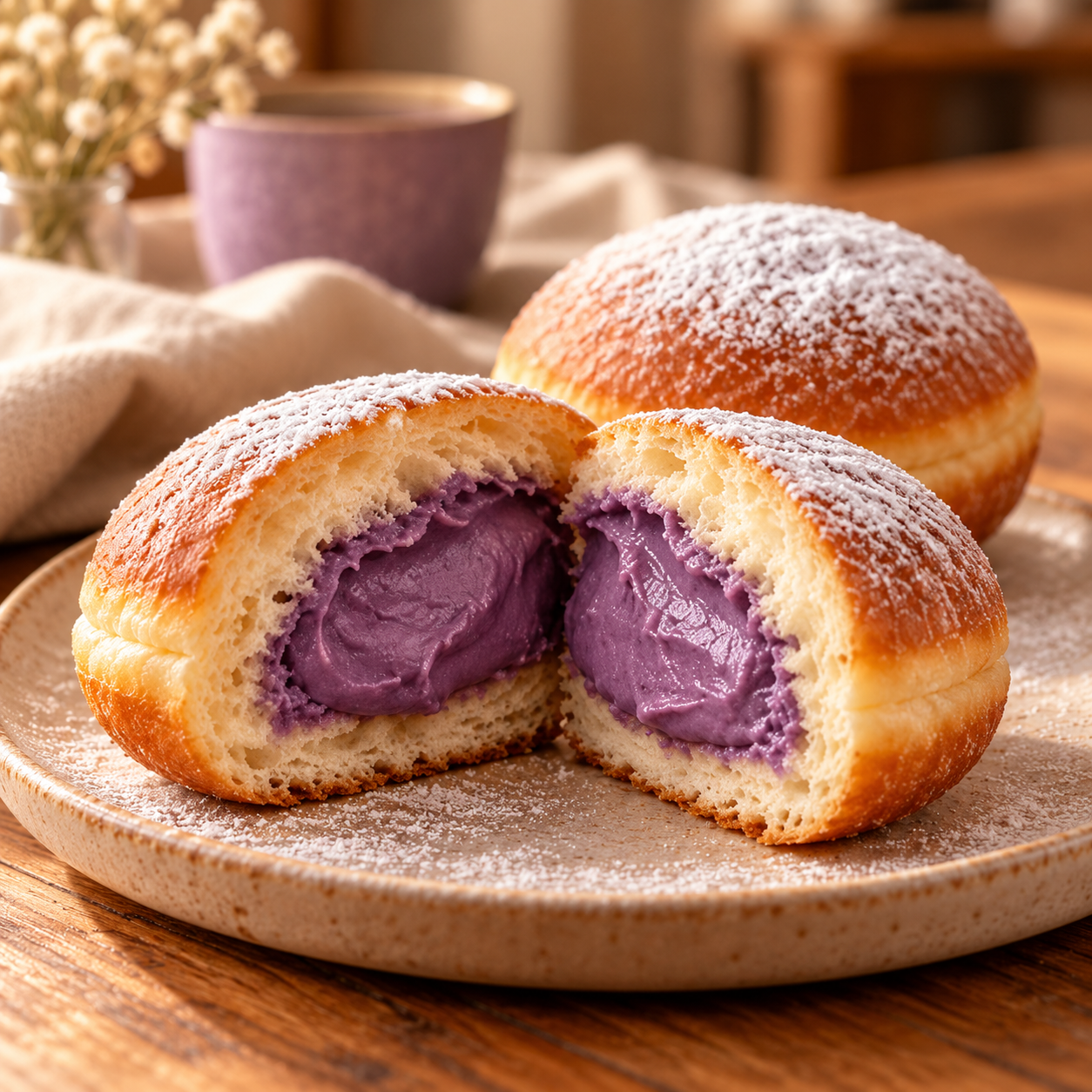 Ube-filled doughnut