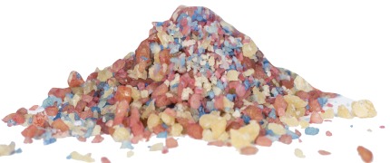 Multicolored, multiflavored popping candy