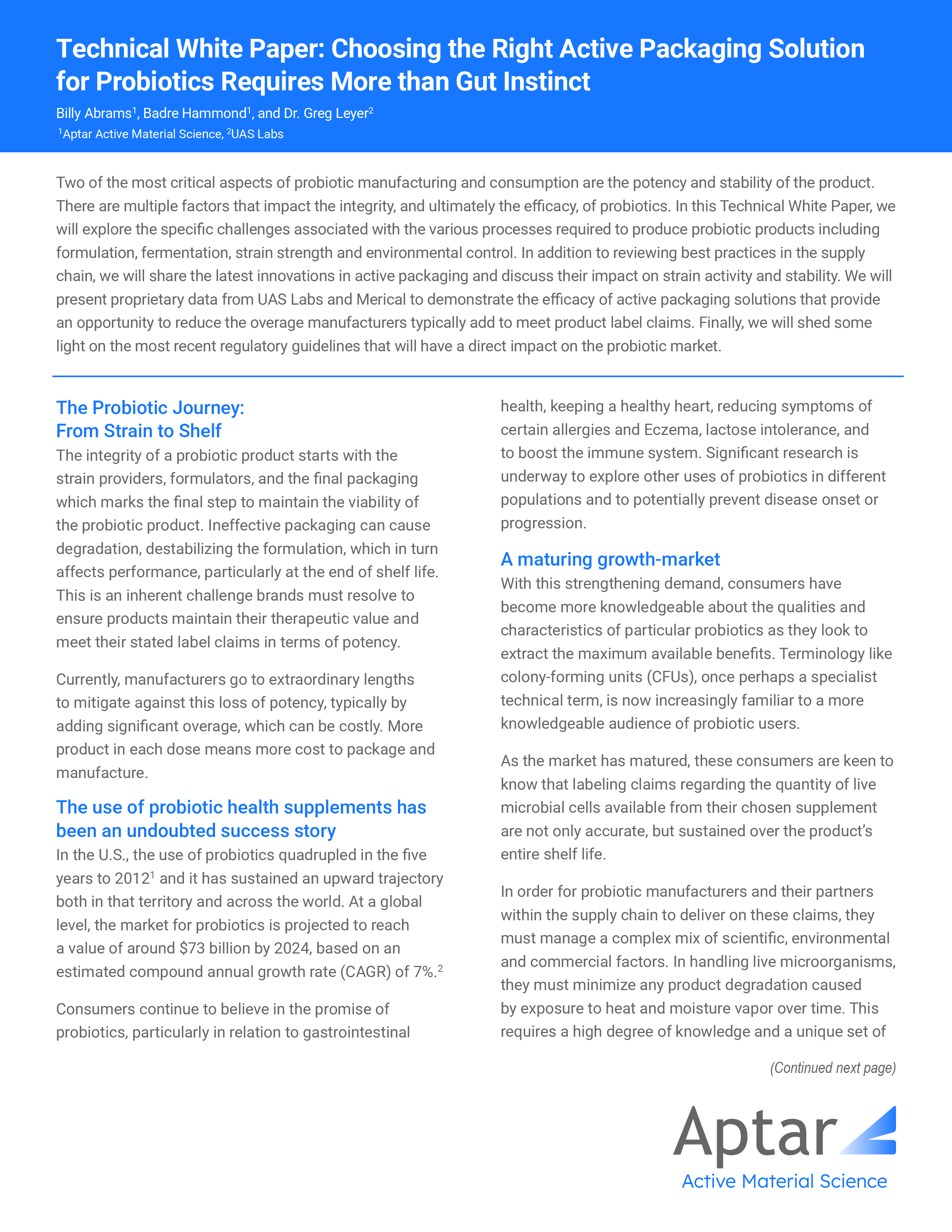 Probiotics Technical White Paper