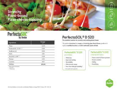 PerfectaSOL® D 520 Stretchy plant-based pizza cheese solution