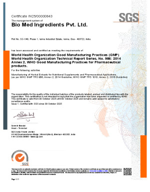 GMP Certifcate - Bio-Med Ingredients Pvt Ltd