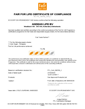 Fair for life certificate